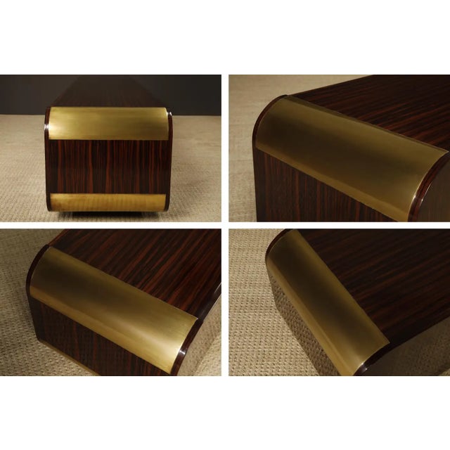 Monumental Macassar and Brass Credenza by Leon Rosen for Johnny Carson, C 1970 For Sale - Image 11 of 18