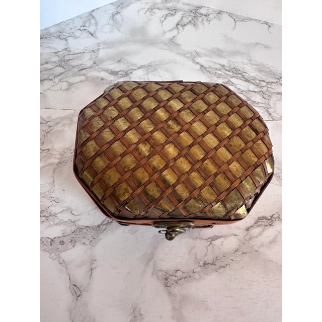 Woven Hinged Box With Brass Detail For Sale In Washington DC - Image 6 of 6