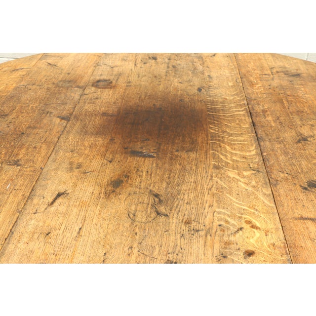 Country French Tiger Oak Drop-Leaf Gateleg Dining Table, Rustic Farmhouse Oak Table, Circa 1950s For Sale - Image 9 of 18