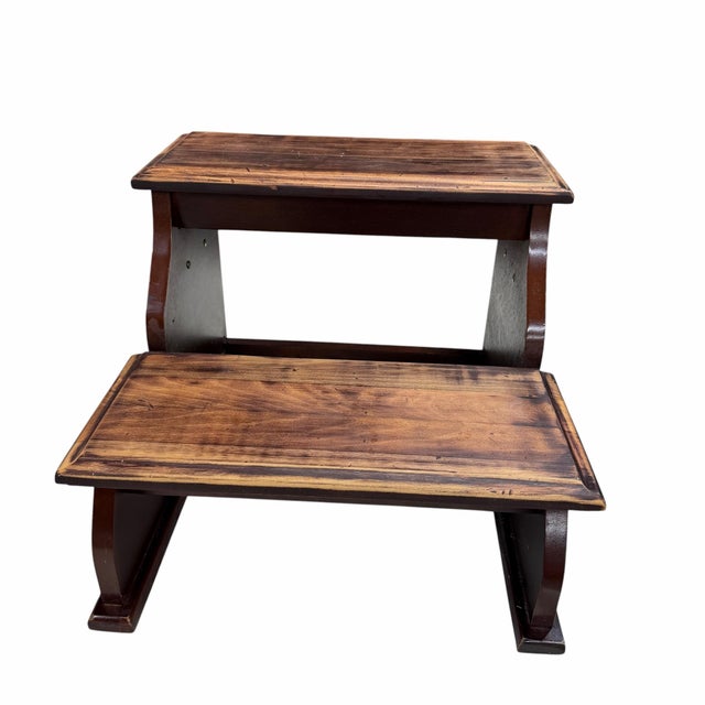 Farmhouse Vintage 1980s Mahogany Bed Steps For Sale - Image 3 of 5