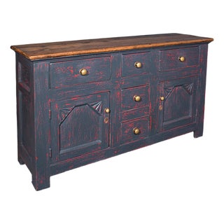 Vintage Dresser Base, English, Painted Pine, Kitchen Sideboard, Distressed, 1960 For Sale