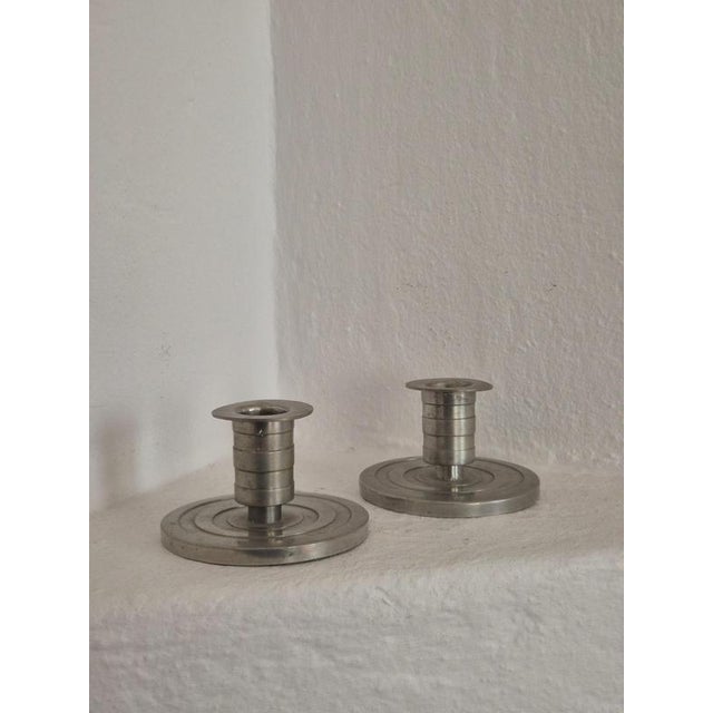 Candleholders in pewter by sylvia stave for cg hallberg, swedish grace / art deco. With swedish/stockholm and cgh...