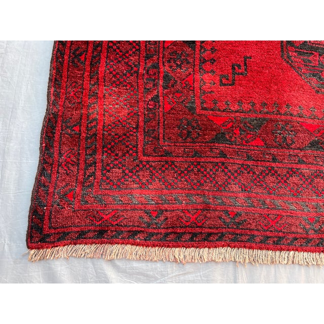 Vintage Afghan Ersari Elephant Foot Rug, Oxblood Abrash - 8'0" X 3'11" For Sale - Image 11 of 13