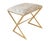 Contemporary Matthew Izzo Home X Side Stool in Beige Geometric Upholstery and Gold Leaf Base For Sale - Image 3 of 4