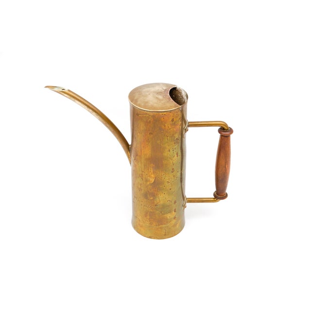 Mid-Century Modern Bauhaus Brass and Wood Watering Can, Germany, 1950s For Sale - Image 3 of 11