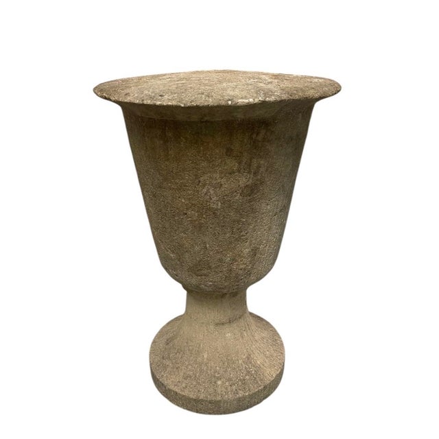 Pair of Brutalist Cast Stone Sculptural Urns on Footed Base For Sale In West Palm - Image 6 of 10