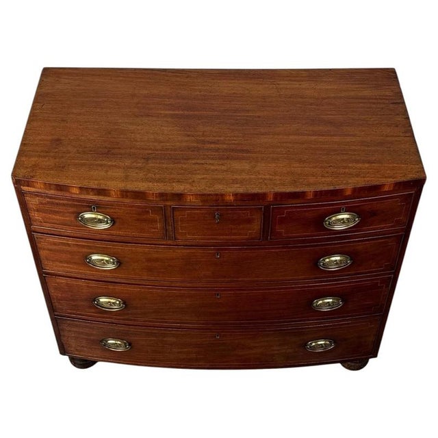 Antique Mahogany Bow Front Chest of Drawers, 1700s For Sale - Image 4 of 12
