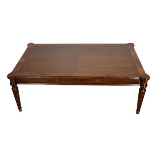 1950s Henredon English Style Walnut Coffee Table For Sale