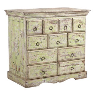 Vintage Indian Painted Multi-Drawer Chest For Sale