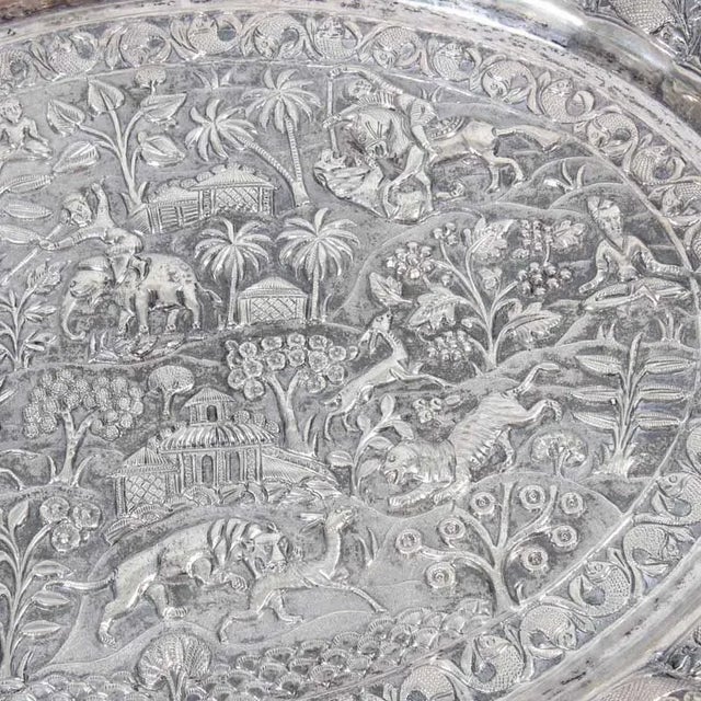 Late 19th Century Late 19th Century Anglo Indian Silver Serving Tray For Sale - Image 5 of 7