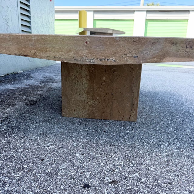 Tan Vintage Italian Polished Travertine Coffee Table For Sale - Image 8 of 12
