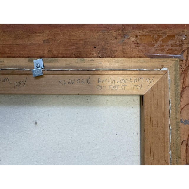 Annella Low (American, 1934-2024) Original Signed and Framed Oil on Canvas C1988 Titled 'Flower Farm' For Sale - Image 14 of 15