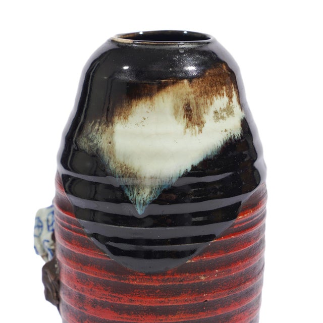 Ceramic Japanese Sumida Gawa Ceramic Vase, C. 1900 For Sale - Image 7 of 9