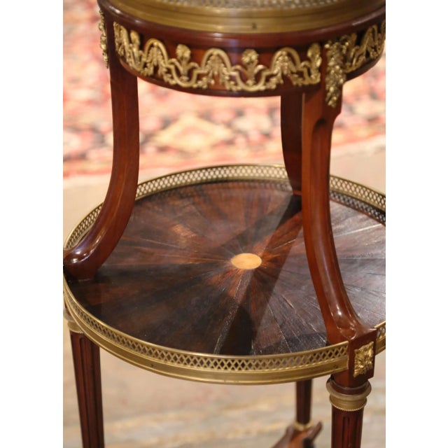 19th Century French Directoire Marble Top Mahogany Two-Tier Bouillotte Table For Sale In Dallas - Image 6 of 9