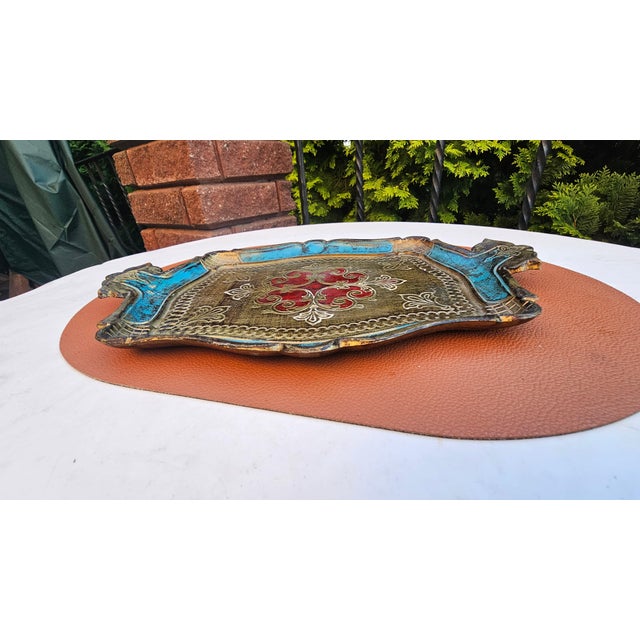 Wooden tray, Florentine, 1960s-1970s, dimensions: height 2.5 cm, width 35.5 cm, depth 23.3 cm.