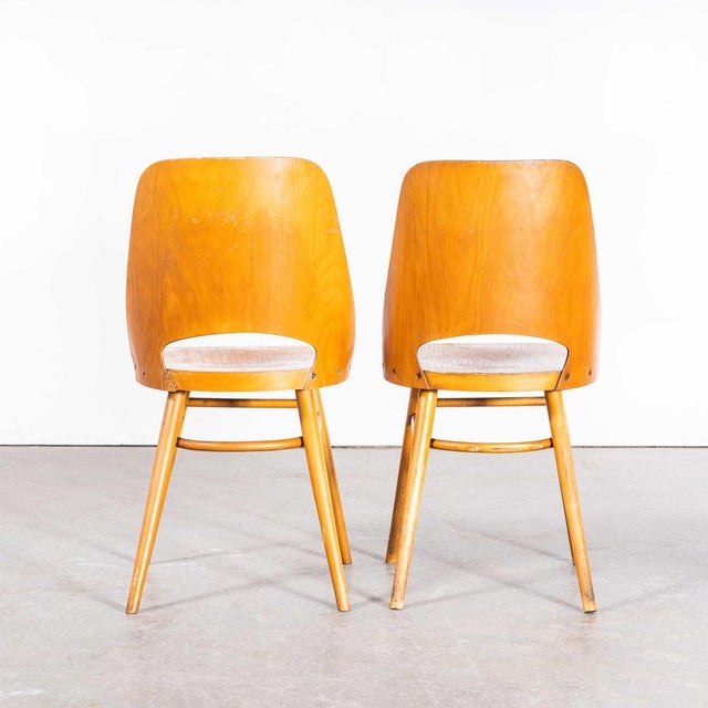 Honey Beech Dining Chairs by Radomir Hoffman for Ton, 1950s, Set of 2 For Sale - Image 6 of 9
