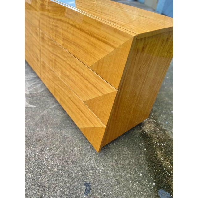 Modern Italian Mid Century Modern Lowboy Dresser With Oblique Tapered Façade | Giorgio Collection Italy For Sale - Image 3 of 13