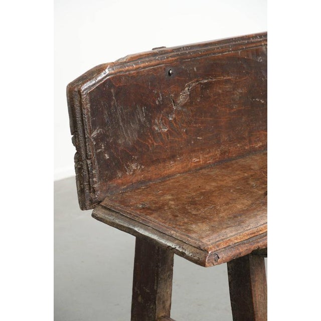 Antique Farmhouse Spanish Walnut Hall Bench For Sale - Image 10 of 18