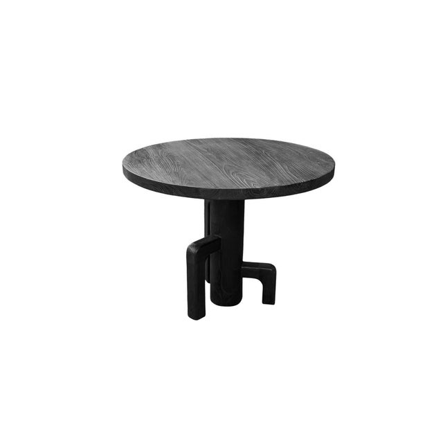 Contemporary Teak Wood Table, Stunning Wood Textures Burnt Black Finish, Modern Organic For Sale - Image 3 of 7