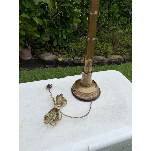 Vintage Frederick Cooper Torchère-Style Brass Table Lamp With Original Shade For Sale - Image 9 of 12