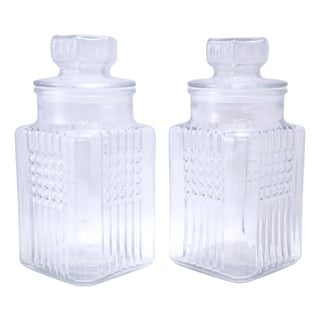Glass Canister Jars - A Pair For Sale