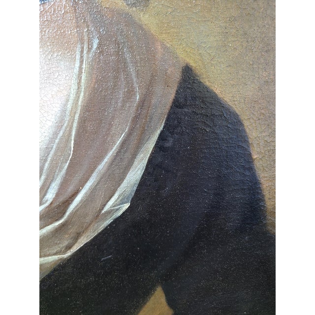 18th Century Antique 18th Century Oil Painting Portrait of a Lady in Pearl Earrings For Sale - Image 5 of 12