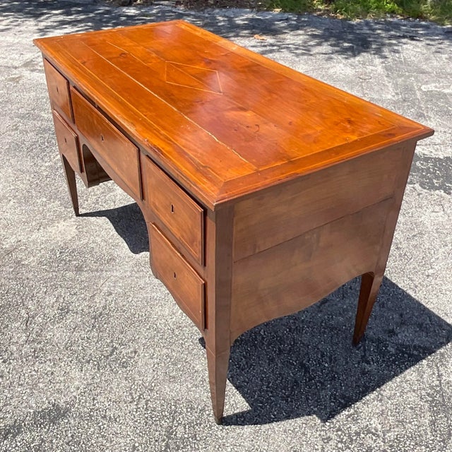 Mid 20th Century Vintage Italian Inlay Partners Desk | Chairish