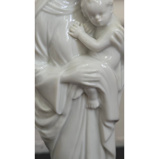 Antique White Mid-20th-Century Metzler & Ortloff German Porcelain Madonna and Child Figurine For Sale - Image 8 of 18