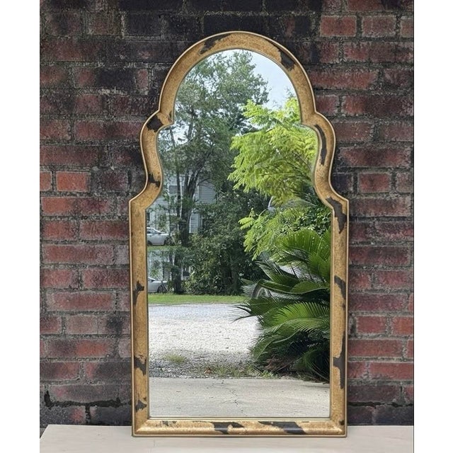 Mid 20th Century Palm Beach Regency Moorish Arched Parcel Gilt Wall Mirror, Newly Painted For Sale - Image 12 of 12