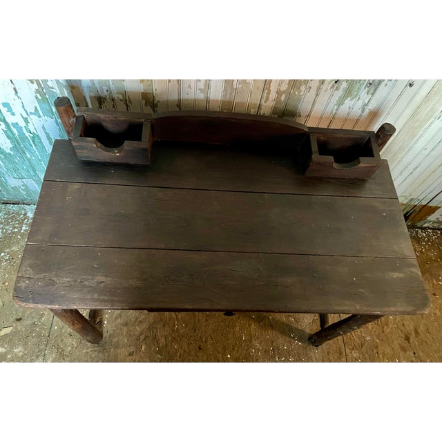 Rustic Early 20th Century Adirondack Branch Handmade Writing Desk Letter Holders Cabin Primitive Country For Sale - Image 3 of 11