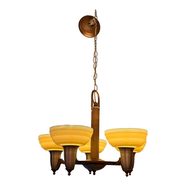 Rejuvenation Hardware Milky Glass Chandelier For Sale