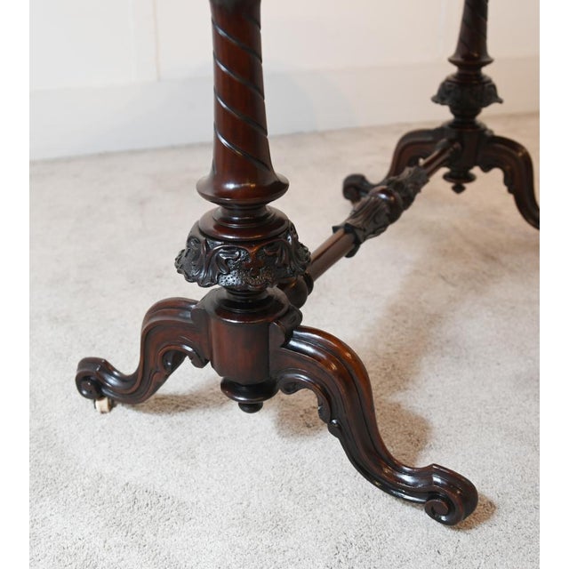 Victorian Walnut Stretcher Centre Table, 1860s For Sale - Image 6 of 12
