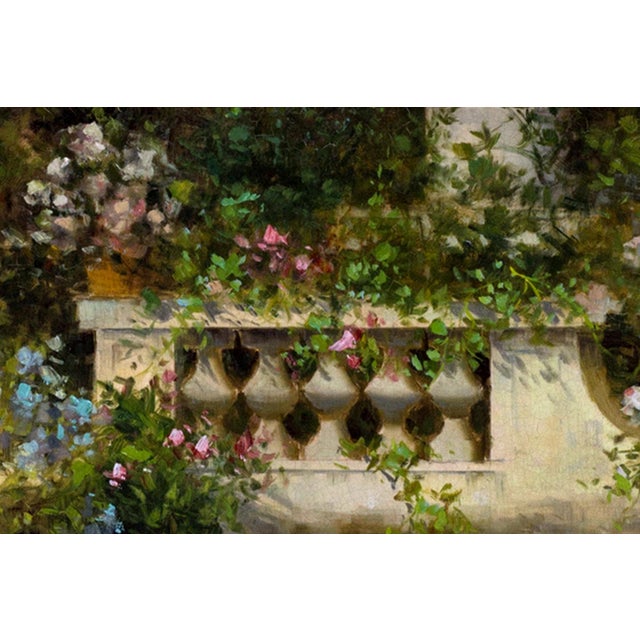 Antonio Celli, Garden with Fountain, Oil on Canvas, Framed For Sale - Image 3 of 5