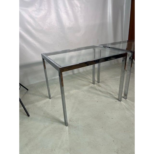 Vintage Postmodern Chrome and Glass Side Tables - a Pair For Sale In New York - Image 6 of 10
