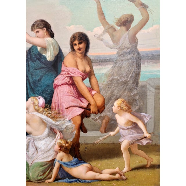 Blue Henry-Pierre Picou- Women Clipping Cupid Wings-19th Century Oil Painting For Sale - Image 8 of 12