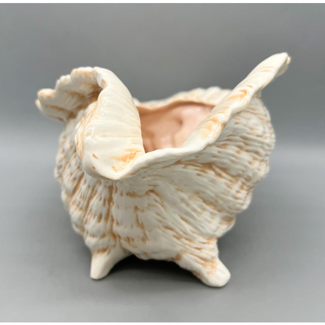 Mid 20th Century Mid-Century Ceramic Conch Shell Planter – Coastal / Hollywood Regency / Nautical Decor For Sale - Image 5 of 11