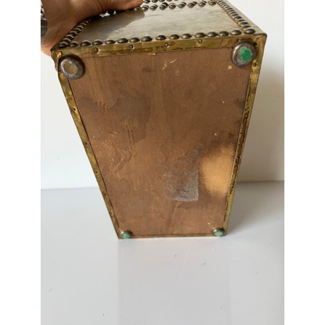 Vintage Sarreid Ltd. Style Brass Nailhead Lidded Decorative Box With Key For Sale - Image 12 of 12