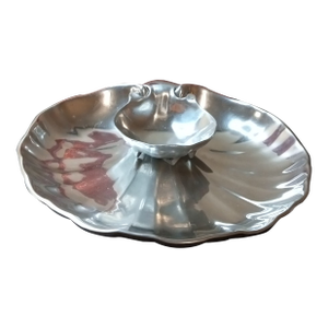 Vintage Wilton Armetale Shell Shaped Chip & Dip Bowl Set