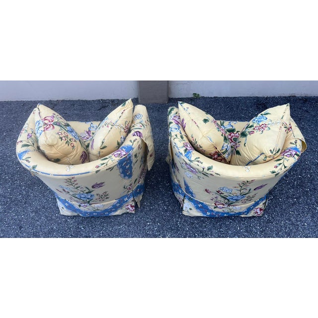 Vintage Pair of Floral Barrel Back Side Chairs Chairish