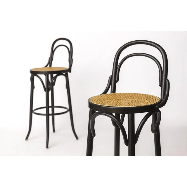 1990s Set of Vintage Italian Bentwood Bar Stools with Vienna Cane Seats, 1990s For Sale - Image 5 of 10