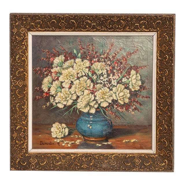 Early 20th Century Belgium Blue Canvas Painting For Sale
