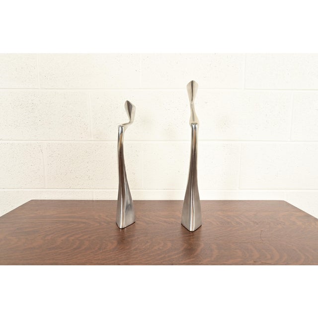 Matthew Hilton Postmodern Aluminum Swan Candlesticks, Pair For Sale - Image 13 of 15