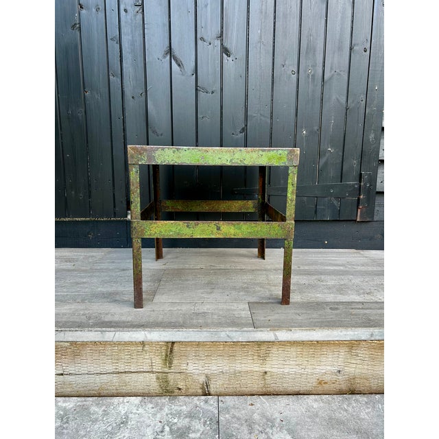 Mid-Century Modern Metal Side Table with Green Patina For Sale - Image 3 of 13