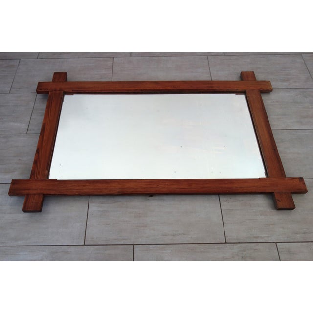 Large Brutalist Rustic Mirror in Wood, France, 1930s For Sale - Image 9 of 11