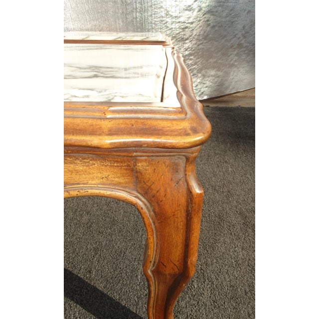 Pair of Vintage French Provincial White Marble Top End Tables ~ Nightstands For Sale - Image 9 of 12