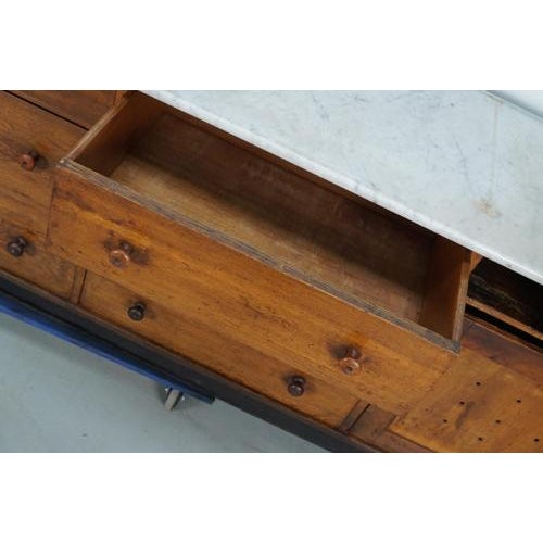 Large Antique Art Deco German Oak & Marble Chocolate Shop Counter, 1920s For Sale - Image 15 of 18