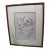 Cherry Flower Blossoms & 2 Birds on Branches Framed Chinese Painting on Cloth For Sale