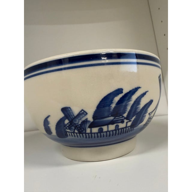 Farmhouse Vintage Delft Blue Scenic Bowl For Sale - Image 3 of 6
