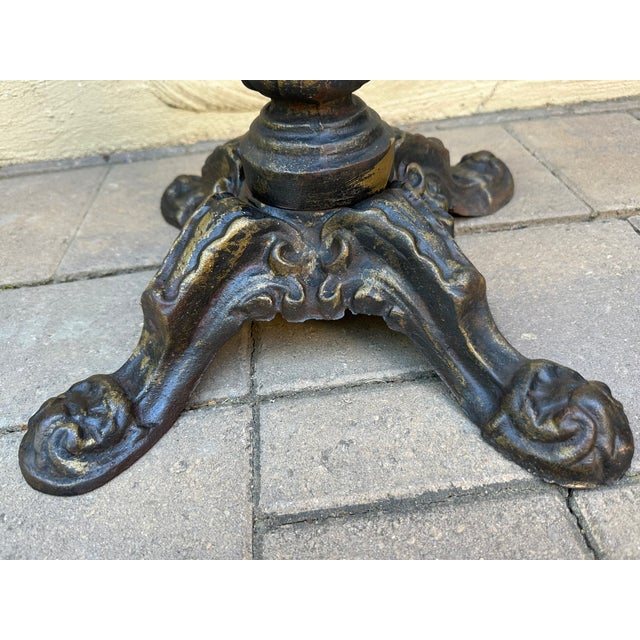 Early 1900s Antique Heavy Cast Iron Bar Stools Barley Twist- A Pair For Sale - Image 13 of 14