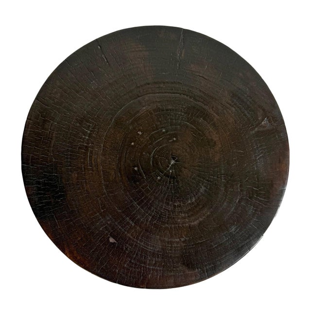 Sold wood round side table with stacked ball pedestal base. Rich modern espresso finish. Each will have slight variations...